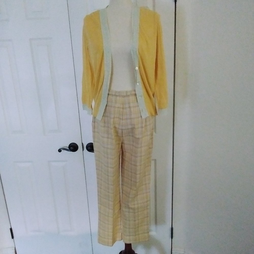 Glenbrooke Penn-Prest  Pants Vintage Pale Yellow & Gold Plaid Size 26" W…